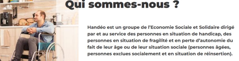 Personne en fauteuil roulant pris en charge par handeo solution