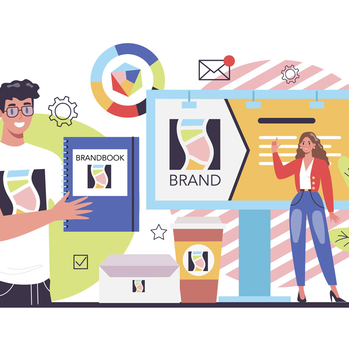 identité de marque cohérente et déclinable : brandbook, logo, supports print et digitaux